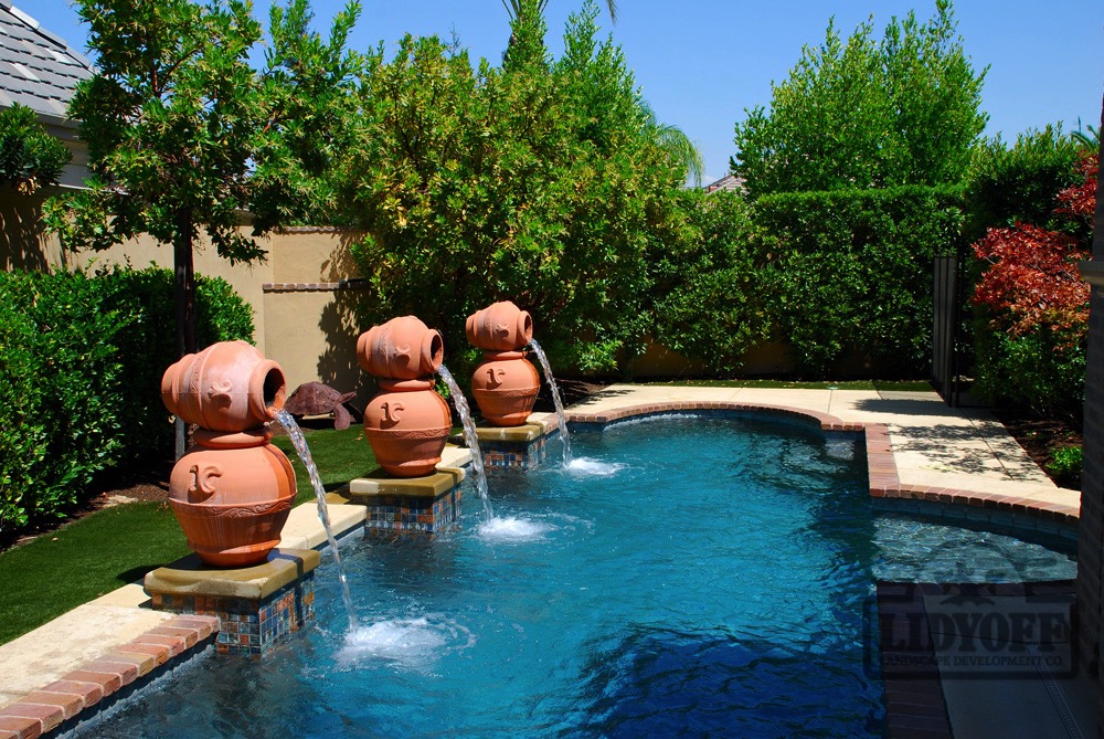 water fountains with pool